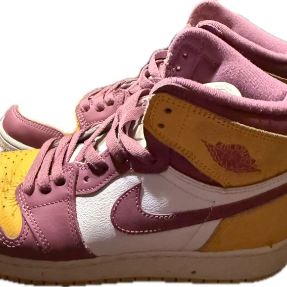 Jordan Nike Kids' Pink and Yellow Sneakers - Picture 3 of 5